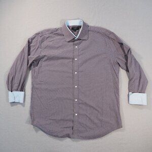 Ziggurat Shirt Mens Extra Large Blue Red Dot Flip Cuff Abstract Club Maximalist